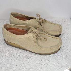 Clarks Wallabee leather tan low top boot sz 10